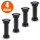 Ayarlanabilir Dolap Mobilya Ünite Mutfak Tezgah Yükseltme Ayağı 12 Cm Siyah Denge Ayakları (4 Adet)
