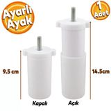 Ayarlanabilir Gizli Mobilya Kanepe Baza Koltuk M8 Civatalı Vidalı Orta Destek Ayağı Ayak Beyaz 9.5Cm