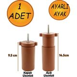 Ayarlanabilir Gizli Mobilya Kanepe Baza Koltuk M8 Civatalı Vidalı Orta Destek Ayağı Ayak Kahve 9.5cm - Titreşim - Çamaşır Bulaşık