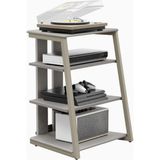 Ayarlanabilir Hifi Raf, Ahşap ve Çelik Pikap Masası, 4 Raflı Kompakt Sistem - Gri