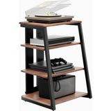 Ayarlanabilir Hifi Raf, Ahşap ve Çelik Pikap Masası, 4 Raflı Kompakt Sistem - Kahverengi