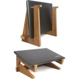 Ayarlanabilir Kademeli Ahşap Laptop Standı Notebook Yükseltici Macbook Tutucu 13\" 14\" 15\" 16\" 17\" - Bej - 16 x 26 cm
