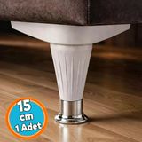Ayarlanabilir Kanepe Baza Tv Ünitesi Mobilya Ayağı Plastik 1 Adet (Beyaz-Krom) 15 Cm
