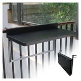 Ayarlanabilir Katlanabilir Dış Mekan Balkon Korkuluk Masası - Veranda, Bahçe, Sundurma Mobilya Aksesuarları için Asma Bar Masası (Siyah, 120 * 39 CM/47,2 * 15,4 inç)
