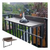Ayarlanabilir Katlanır Balkon Korkuluk Masası - Dış Mekan Veranda, Teras ve Bahçe için Asma Güverte Yan Sehpası - Yerden Tasarruflu Tasarım (W37xU60CM/G14.6xU23.6IN)