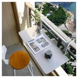 Ayarlanabilir Katlanır Balkon Korkuluk Masası - Verandalar ve Sundurmalar için Çok Fonksiyonlu Güverte Bar Masası, Yerden Tasarruflu Ray Asma Masası (L80*G35cm / U31,5*G13,8")