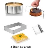 Ayarlanabilir Kek ve Pasta Kalıbı Seti, Kesme Teli ve Spatula ile Mükemmel Sonuçlar - Seçenek 1 - Antrasit