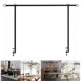 Ayarlanabilir Masa Çubuğu, Siyah Metal Asma Raf Sistemi, 250cm x 120cm, Süsleme ve Organizasyon için Masa Kemeri, Montaj Aksesuarları Dahil