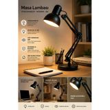 Ayarlanabilir Metal Masa Lambası Çalışma Ders Okuma Lambası Esnek Ofis Ve Çalışma Masası Aydınlatma