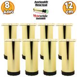 Ayarlanabilir Mobilya Kanepe Baza Koltuk Metal Destek Yükseltici Ayağı 12 cm Gold Ayakları 8 Adet