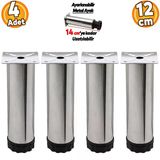 Ayarlanabilir Mobilya Kanepe Baza Koltuk Metal Destek Yukseltici Ayagi 12 Cm Krom Ayaklari (4 Adet)