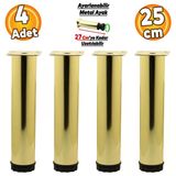 Ayarlanabilir Mobilya Kanepe Baza Koltuk Metal Destek Yükseltici Gold Ayağı Ayakları 25 Cm 4 Adet