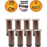 Ayarlanabilir Mobilya Kanepe Koltuk Metal Destek Yükseltici Kahve Ayağı 15 cm Ayakları 8 Adet - Titreşim - Çamaşır Bulaşık