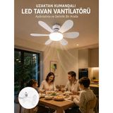Ayarlanabilir Parlaklık Özellikli Led Tavan Vantilatörü Süper Sessiz Motor Teknolojisi Güçlü Hava Akışı