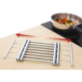 Ayarlanabilir Paslanmaz Çelik, 23 cm x 20 Cm, 37 Cm'e Kadar Genişleyebilir, Tencere Altlığı - 1BW-Beyaz
