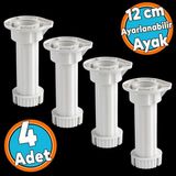 Ayarlanabilir Plastik Ayak Dolap Mobilya Tezgah Yükseltici Yükseltme Ayağı Ayakları 4 Adet 12 cm