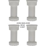 Ayarlanabilir Plastik Baza Ayağı 10-15 Cm, Beyaz, Çok Amaçlı Dolap Ayağı (4 Adet)