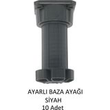 Ayarlanabilir Plastik Baza Ayağı 10-15 Cm, Çok Amaçlı Dolap Ayağı Siyah 10 adet