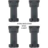 Ayarlanabilir Plastik Baza Ayağı 10-15 Cm, Siyah, Çok Amaçlı Dolap Ayağı (4 Adet)