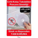 Ayarlanabilir Pratik Pencere Cam Kapı Sineklik Cırt Bantlı Hazır Yapışkanlı 125 cm x 150 cm - 5,6 mt