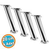 Ayarlanabilir Tablalı (4 Adet) Dereceli 20 Cm Krom Metal Baza Tv Ünitesi Koltuk Mobilya Ayağı
