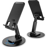 Ayarlanabilir Telefon ve Tablet Tutucu Stand / Katlanabilir / 360 Döndürülebilir / Siyah - Siyah - Siyah