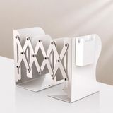 Ayarlanabilir Teleskopik Metal Kitap Tutucu, Masaüstü Kitap Desteği ve Raf Düzenleyici Stand, 9-42 cm Genişleyebilir, Mıknatıslı Kalemlik Hediyeli (Krem)