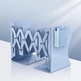 Ayarlanabilir Teleskopik Metal Kitap Tutucu, Masaüstü Kitap Desteği ve Raf Düzenleyici Stand, 9-42 cm Genişleyebilir, Mıknatıslı Kalemlik Hediyeli (Mavi)