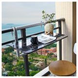Ayarlanabilir Yükseklik Balkon Korkuluk Masası - Bahçe, Teras, Gezinti Yeri için Katlanır Veranda Bar Masası - Yerden Tasarruflu Tasarım (L80*G35cm / U31,5*G13,8")