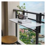 Ayarlanabilir Yükseklik Katlanır Balkon Korkuluk Masası, Bahçeler, Teraslar ve Gezinti Yolları için Çok Fonksiyonlu Veranda Bar Masası, (D 60 cm/G 35 cm / U 23,6 inç/G 13,7 inç)