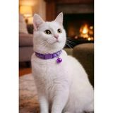 Ayarlanabilir Zilli Kedi Boyun Tasması, Mor Renk