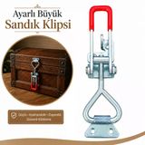 Ayarlı Büyük Sandık Klipsi Gergi Mandalı Asma Kilit Uyumlu Kaput Kilidi Arı Kovan Mandalı Krom Metal