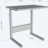Ayarlı Çalışma Masası, Hasta Yemek Masası, Laptop Sehpası, 60X40 Cm, Doğal Ceviz - Kahverengi - Standart