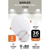 Ayarlı Çap 36w Beyaz Işık Led Spot 5-22 Çaplı -2 Adet
