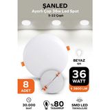 Ayarlı Çap 36w Beyaz Işık Led Spot 5-22 Çaplı -8 Adet