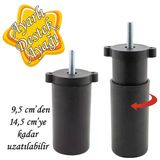 Ayarli Destek Ayagi 9.5 X 14.5Cm Siyah Gizli Ayak M8 Civatali Incedis Mobilya Kanepe Baza Koltuk