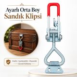 Ayarlı Orta Boy Sandık Klipsi Gergi Mandalı Asma Kilit Uyumlu Kaput Kilidi Arı Kovan Mandalı Krom Metal