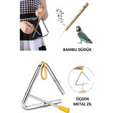 Ayas Eğitici Oyuncak Metal Eğitici Üçgen Zil Müfredata Uygun Anaokulu Çocuk Müzik Aleti Triangle - Bambu Düdük