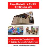 AyasEğiticiOyuncak 3 Yaş Üstü Çocuklar Için Zeka Geliştirici 6 Renk Akrilik Boyalı Fırçalı Çocuk Ev Bina Boyama Oyunu