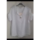 AYASOFYA OTANTIK Kadın Italyan Beyaz Düğme Detaylı 3/4 Kollu Oversize Salaş %100 Pamuk Bluz Tunik
