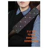 AYAZGRUP 2 Adet Emniyet Kemer Kılıfı, Pedi %100 Siyah Ithal Kumaş Beyaz Dikişli Yumuşak Dokulu Ortopedik