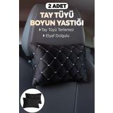 AYAZGRUP 2'Lİ LÜKS ORTOPEDİK TAY TÜYLÜ BEYAZ DİKİŞLİ OTO BOYUN YASTIĞI