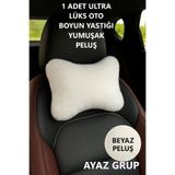 AYAZGRUP Beyaz Peluş Oto Boyun Yastığı 1 Adet-Konforlu-Rahat & Şık