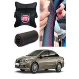 AYAZGRUP Fiat Linea Direksiyon Kılıfı Dikmeli Nokta Desenli Siyah Ultra Esnek İthal Deri & 2'Li Boyun Yastığı