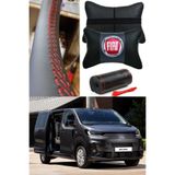 AYAZGRUP Fiat Scudo Direksiyon Kılıfı Dikmeli Kırmızı Dikiş Düz Siyah %100 İthal Deri & 2'Li Boyun Yastığı