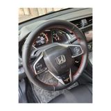 AYAZGRUP Honda Civic 2016 ve Sonrası Direksiyon Kılıfı Dikmeli Çift Desenli Kırmızı Dikişli %100 İthal Deri