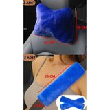 AYAZGRUP Mavi Peluş Oto Boyun Yastığı + Emniyet Kemeri Pedi – 4’lü Set – Sportif & Şık Tasarım