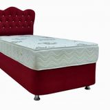 Ayba Tek Kişilik Lüx Baza+Full Ortopedik Yatak+Lüx İnci Başlık Bordo