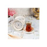AYBABA STORE Çay Bardağı Seti Çay Takımı Otantik Yaldızlı Damla Desenli 6 Kişilik 12 Parça 85665599854485
