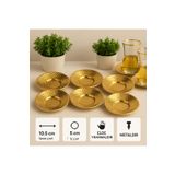 AYBABA STORE Gold Renkli Dövme Desenli Metal Çay Tabağı Seti 6'lı